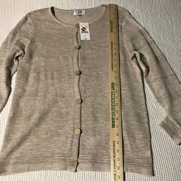 C&K Designs Tan Cardigan Sweater womens size small Lightweight NWT - Picture 6 of 11